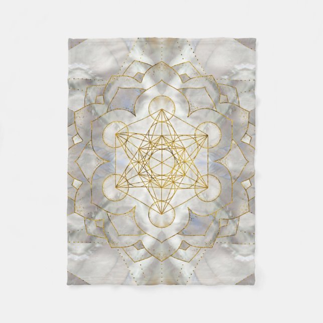 Metatron-Kubus in Lotus Heilige Geometrie Fleecedecke (Vorderseite)