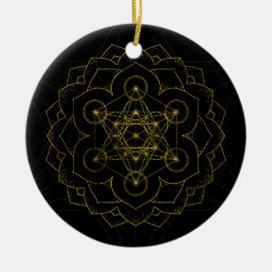 Metatron-Kubus in Lotus Heilige Geometrie Keramik Ornament