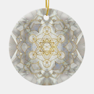 Metatron-Kubus in Lotus Heilige Geometrie Keramik Ornament
