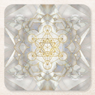 Metatron-Kubus in Lotus Heilige Geometrie Rechteckiger Pappuntersetzer