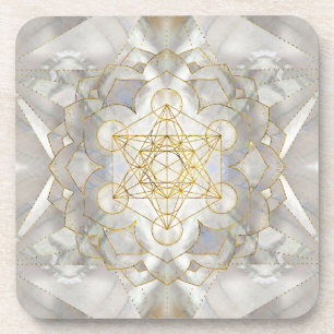 Metatron-Kubus in Lotus Sacred Geometry Getränkeuntersetzer