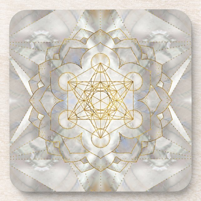 Metatron-Kubus in Lotus Sacred Geometry Getränkeuntersetzer (Vorderseite)