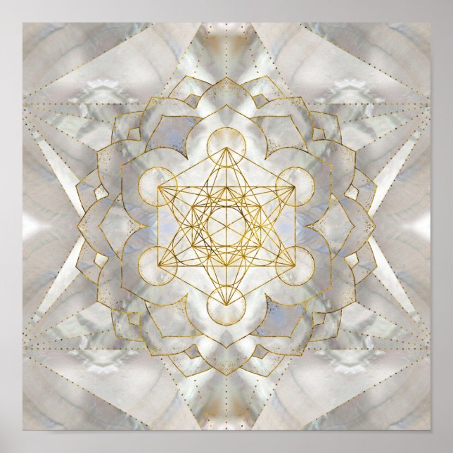 Metatron-Kubus in Lotus Sacred Geometry Poster (Vorne)