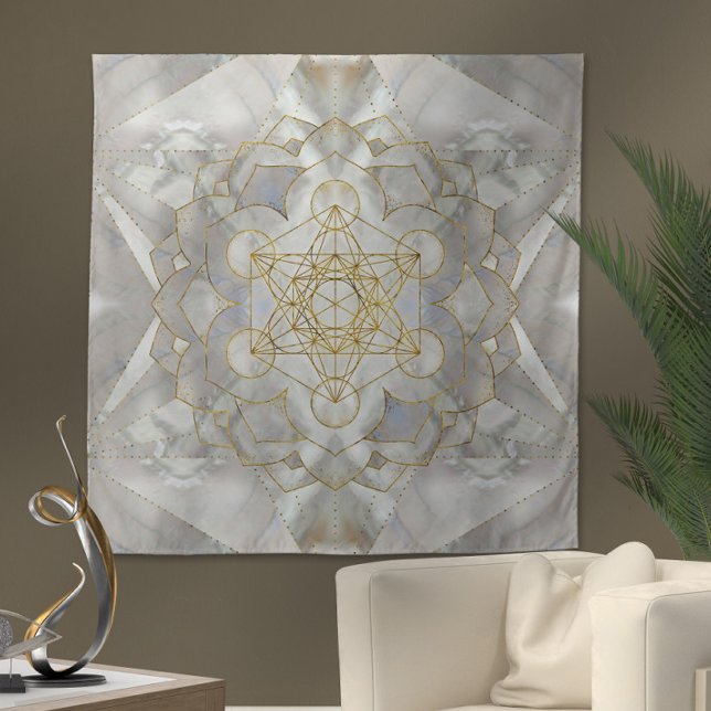 Metatron-Kubus in Lotus Sacred Geometry Wandteppich (Von Creator hochgeladen)