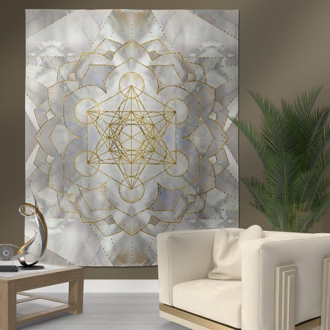 Metatron-Kubus in Lotus Sacred Geometry Wandteppich (Von Creator hochgeladen)