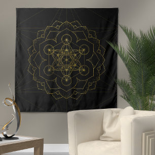 Metatron-Kubus in Lotus Sacred Geometry Wandteppich