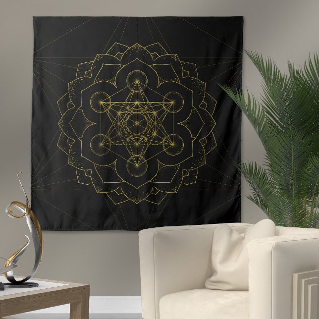 Metatron-Kubus in Lotus Sacred Geometry Wandteppich (Von Creator hochgeladen)