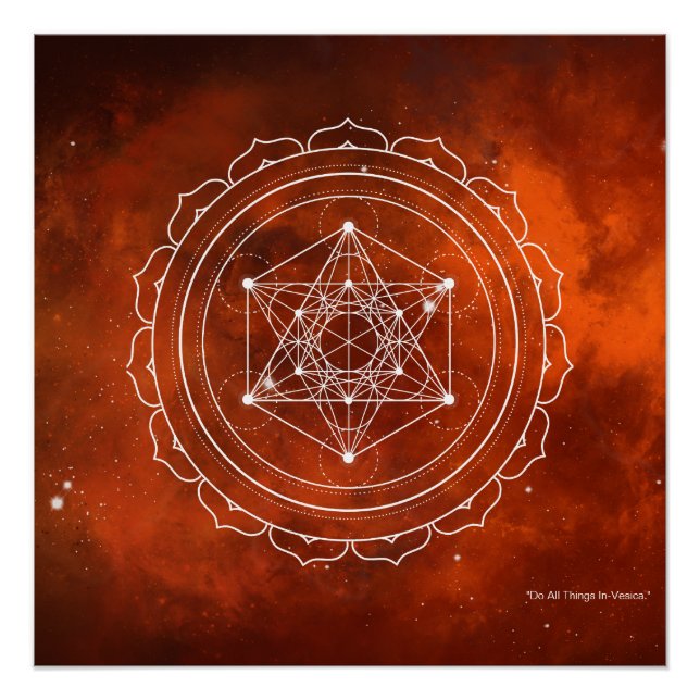 Metatron-Kubus mit Hintergrund des Roten Universum Poster (Vorderseite)