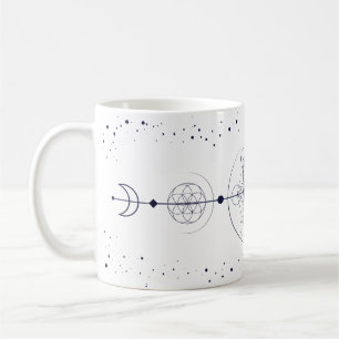 Metatron Mond und Sterne heilige Geometrie blau Kaffeetasse