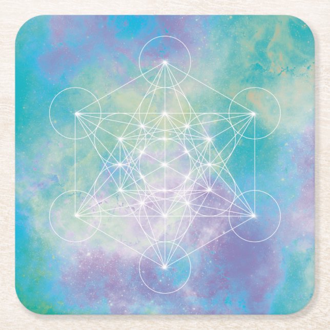 Metatron Rechteckiger Pappuntersetzer (Vorderseite)