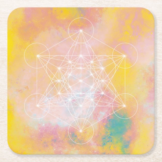 Metatron Rechteckiger Pappuntersetzer (Vorderseite)