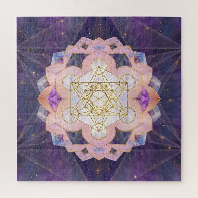 Metatron-Würfel in Gemstone-Lotus Puzzle (Vertikal)