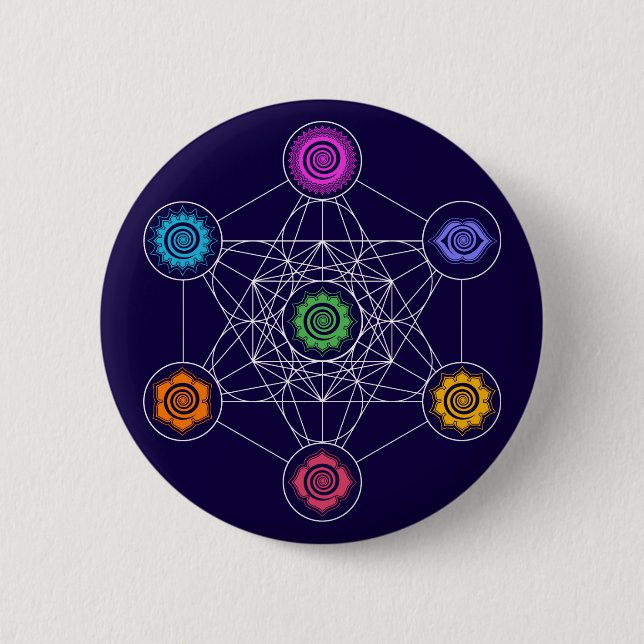 Metatronen Cube, Chakras, Kosmische Energiezentren Button (Vorderseite)