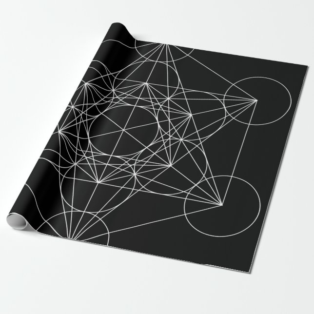 Metatrons Cube Black & White Geschenkpapier (Ungerollt)