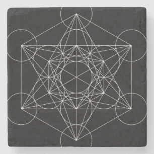 Metatrons Cube Black & White Steinuntersetzer