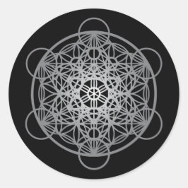 Metatron's Cube Blume of Life - Silver Version 1 Runder Aufkleber