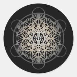 Metatron's Cube Blume of Life - Silver Version 2 Runder Aufkleber