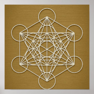 Metatron's Cube Bronze White Poster