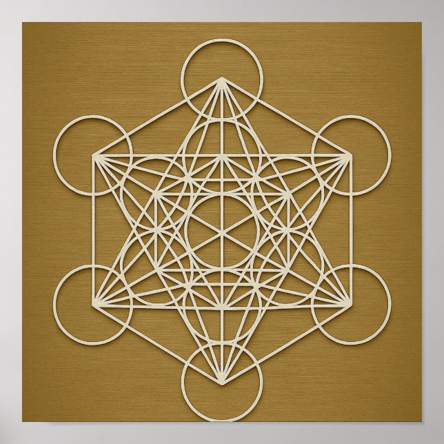 Metatron's Cube Bronze White Poster (Vorne)