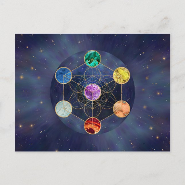 Metatrons Cube Chakras Sacred Geometry Postkarte (Vorderseite)