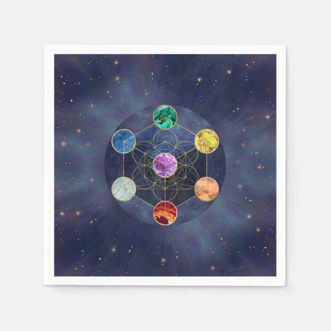 Metatrons Cube Chakras Sacred Geometry Serviette (Vorderseite)