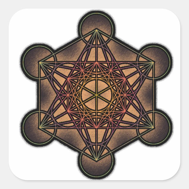 Metatrons Cube - Heilige Geometrie-Symbol Quadratischer Aufkleber (Vorderseite)