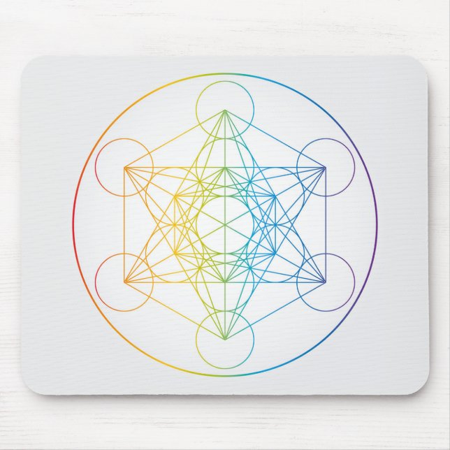 Metatron's Cube Illustration Rainbow Colors Mousepad (Vorne)
