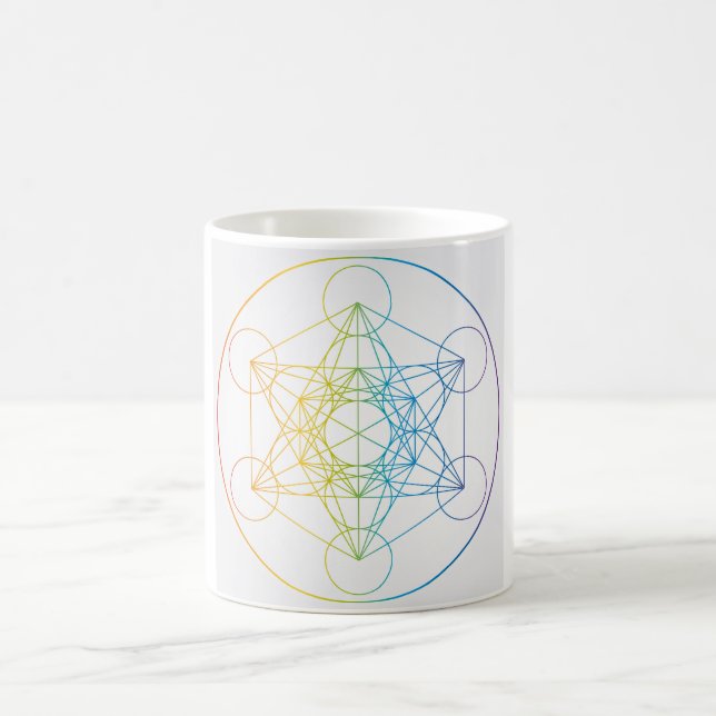 Metatron's Cube Illustration Rainbow Colors Sacre Kaffeetasse (Mittel)