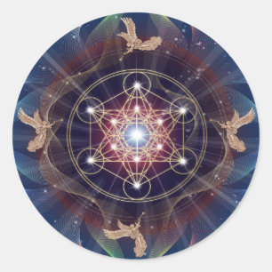 Metatrons Cube - Merkabah Runder Aufkleber