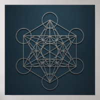 Metatron's Cube Navy Silver Poster