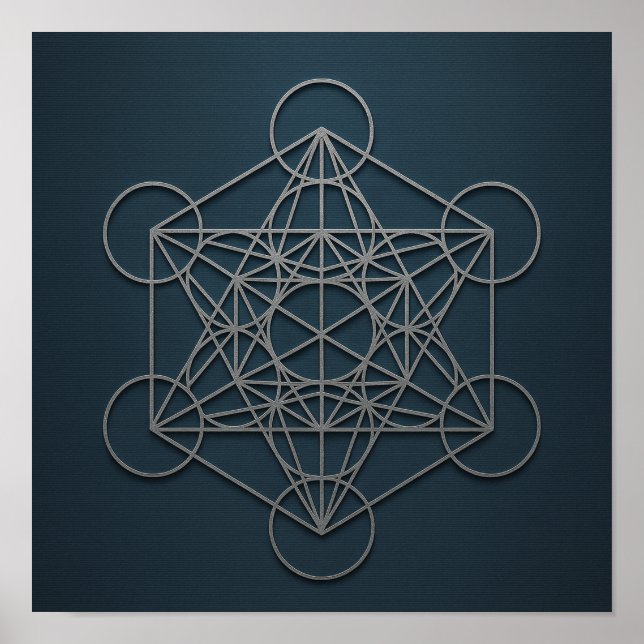 Metatron's Cube Navy Silver Poster (Vorne)