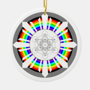 Metatrons Cube Rainbow Prism Keramik Ornament