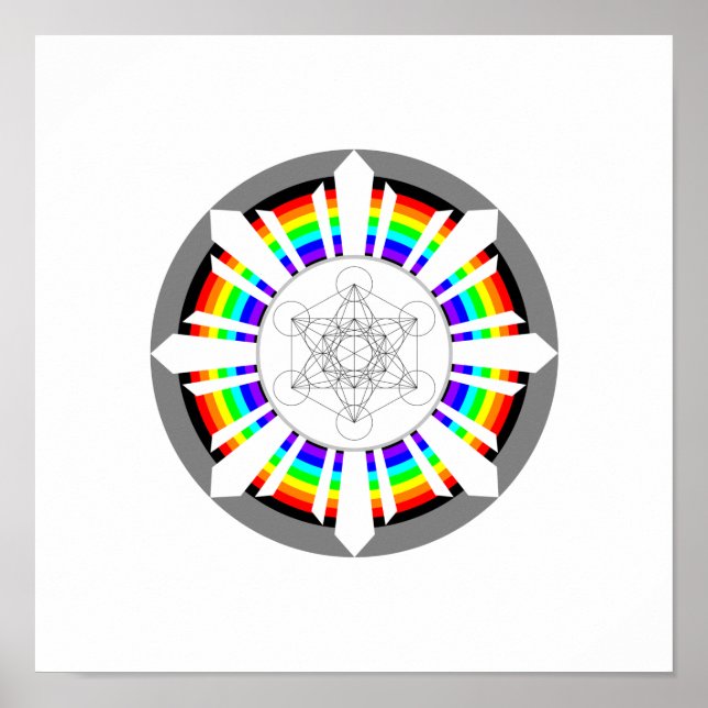 Metatrons Cube Rainbow Prism Poster (Vorne)
