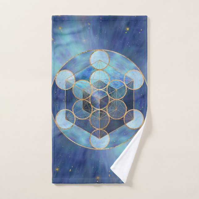 Metatrons Cube Sacred Geometry Badhandtuch Set (Handtuch)