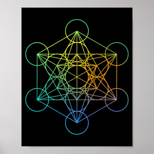 Metatrons Cube Sacred Geometry Funny Family Retro  Poster (Vorne)