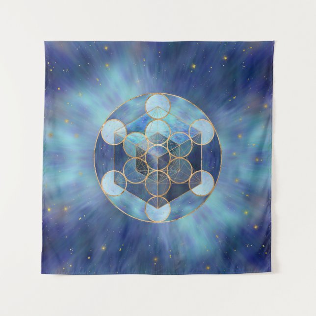 Metatrons Cube Sacred Geometry Wandteppich (Vorderseite)