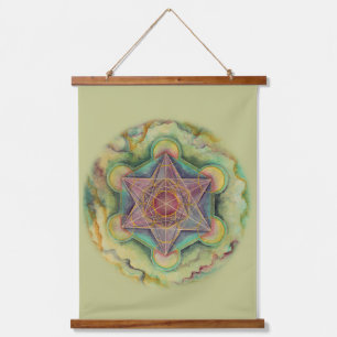 Metatrons Cube Sacred Geometry Wandteppich Mit Holzrahmen
