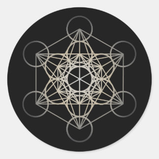 Metatron's Cube - Silver Version Runder Aufkleber