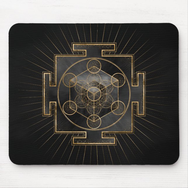 Metatrons Cube Sri Yantra Sacred Geometry Mousepad (Vorne)