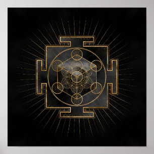 Metatrons Cube Sri Yantra Sacred Geometry Poster