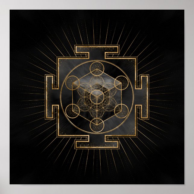 Metatrons Cube Sri Yantra Sacred Geometry Poster (Vorne)