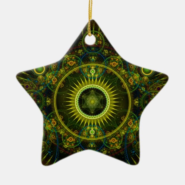 "Metatrons Magick Rad-" - Fraktal-Kunst Keramikornament (Vorne)