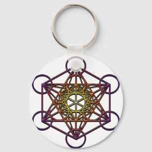 Metatrons Symbol Würfel-(gelbe lila Steigung) Schlüsselanhänger