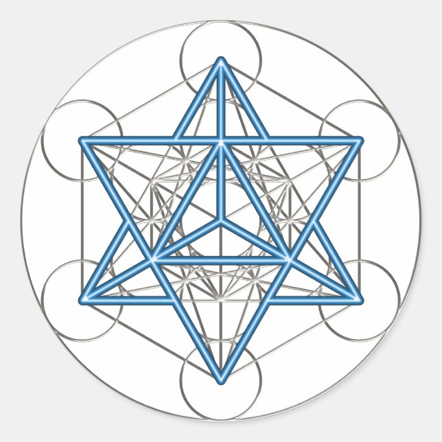 Metatrons Würfel -  Merkaba - Stern Tetraeder Runder Aufkleber (Vorderseite)