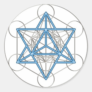 Metatrons Würfel -  Merkaba - Stern Tetraeder Runder Aufkleber