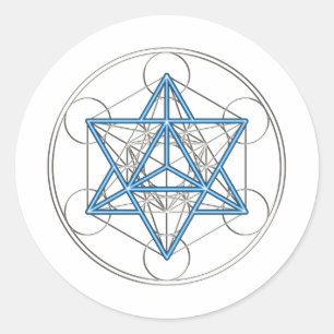 Metatrons Würfel - Merkaba - Stern Tetraeder Runder Aufkleber