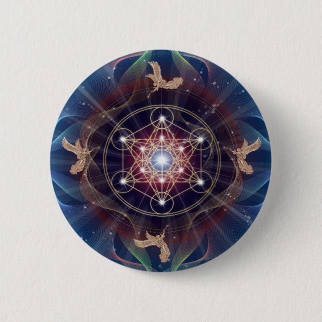 Metatrons Würfel - Merkabah Button (Vorderseite)