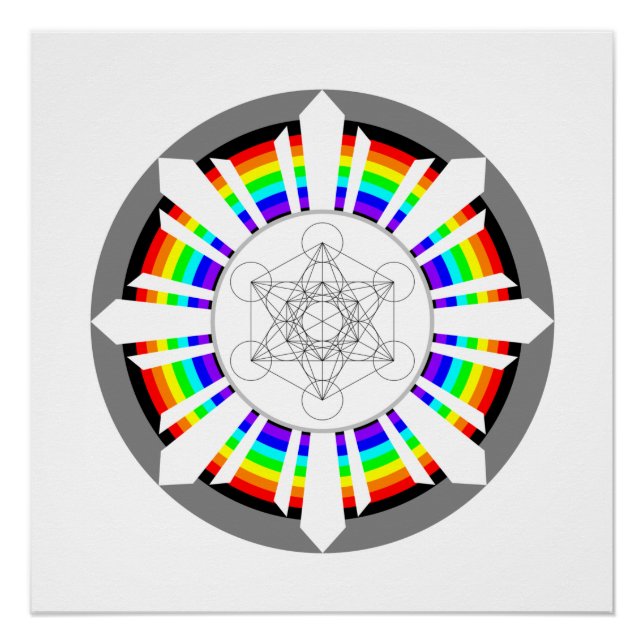 Metatrons Würfel Regenbogenprisma Poster (Vorderseite)