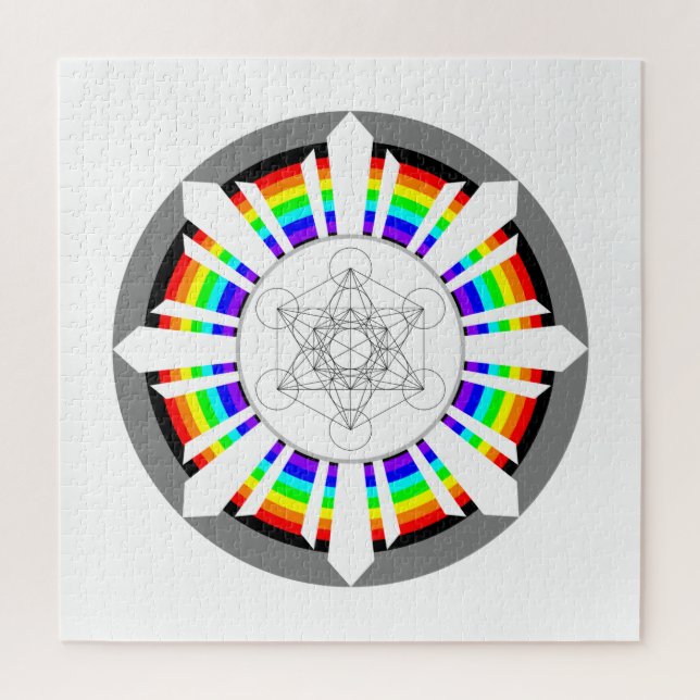Metatrons Würfel Regenbogenprisma Puzzle (Vertikal)