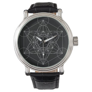 Metatrons Würfel-Schwarzes u. Weiß Armbanduhr